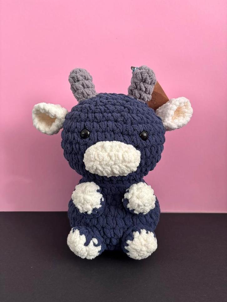 Gehaakte koe, Kinderen en Baby's, Speelgoed | Knuffels en Pluche, Zo goed als nieuw, Koe, Ophalen of Verzenden