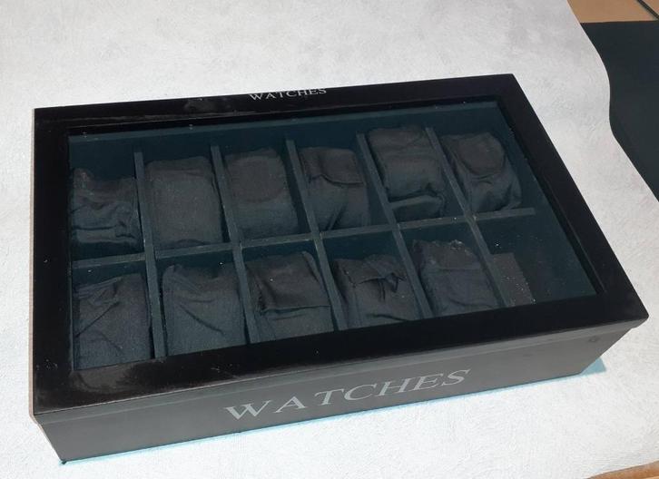 Juwelendoos horlogedoos zwart, Sieraden, Tassen en Uiterlijk, Beautycases, Zo goed als nieuw, Hardcase, Zwart, Verzenden