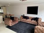 Chesterfield Bankstel - champagne velvet stof, Huis en Inrichting, Ophalen, Gebruikt, 100 tot 125 cm, Driepersoons