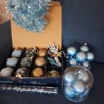 Mooie set kerstballen blauw brons wit, Diversen, Kerst, Ophalen, Zo goed als nieuw