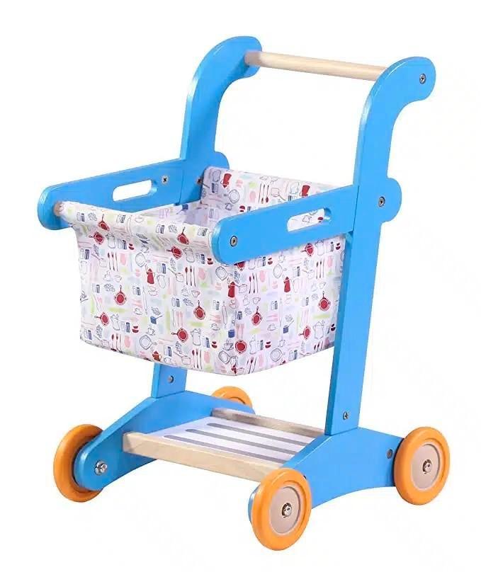Houten winkelwagen (AH winkel mini's), Kinderen en Baby's, Speelgoed | Houten speelgoed, Zo goed als nieuw, Duw- of Trekspeelgoed