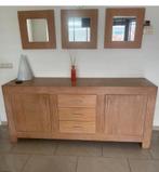 Wandkast van blank eiken met drie spiegels., Huis en Inrichting, Kasten | Dressoirs, 150 tot 200 cm, Eikenhout, Ophalen of Verzenden