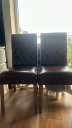 Gratis! Eetkamerstoelen 4 stuks kunstleer, Huis en Inrichting, Ophalen, Gebruikt, Bruin, Leer