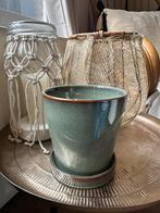 Moderne bloempot met schotel - mintgroen, Ophalen of Verzenden