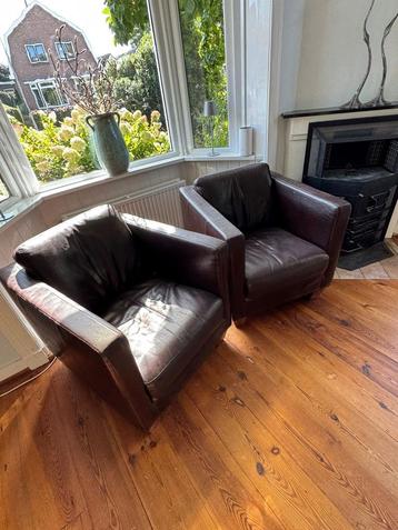 2 Leren clubfauteuils van Riviera Maison beschikbaar voor biedingen