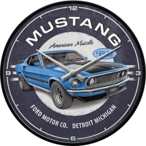 Ford Mustang mach 1 blauw 1969 reclame klok wandklok, Verzamelen, Merken en Reclamevoorwerpen, Zo goed als nieuw, Reclamebord