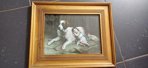 Prachtig antiek vintage schilderij met lijst., Antiek en Kunst, Kunst | Schilderijen | Klassiek, Ophalen of Verzenden