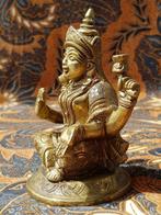 Mooi zwaar antiek brons beeldje uit India van Lakshmi., Antiek en Kunst, Ophalen of Verzenden