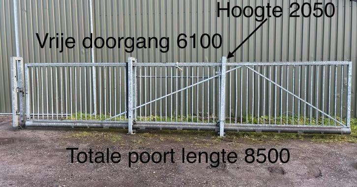 B&G Gegalvaniseerde schuifpoort 8500 – vrije doorgang 6100, Tuin en Terras, Tuinhekken en Hekwerk, Zo goed als nieuw, Spijlenhekwerk