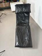 Vintage IKEA Leren Lounge Stoel Tjord Börklund, Huis en Inrichting, Stoelen, Gebruikt, Zwart, Leer, Eén