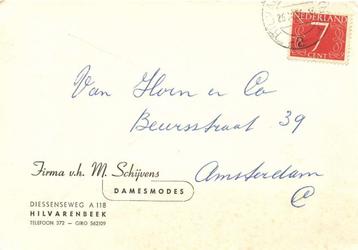 Firma v.h. M. Schijvens, Hilvarenbeek - 10.1956 - briefkaart beschikbaar voor biedingen