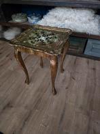 Antiek brocant bijzettafeltje 45 cm hoog en 33 x 33 cm blad., Ophalen of Verzenden