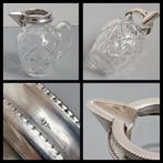 Antiek zilver,  geslepen kristal roomkannetje, zilveren rand, Antiek en Kunst, Ophalen of Verzenden, Zilver