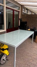 Glazen buiten/eettafel incl. stoelen -74 H x 100B x 200 L cm, Ophalen, Gebruikt, 200 cm of meer, 50 tot 100 cm