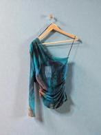 Zara top oneshoulder onesleeve blauw bruin maat L large 40, Kleding | Dames, Tops, Maat 38/40 (M), Blauw, Ophalen of Verzenden