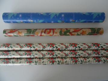 5 rollen Kerst geschenkpapier / cadeaupapier, mooie dessins beschikbaar voor biedingen