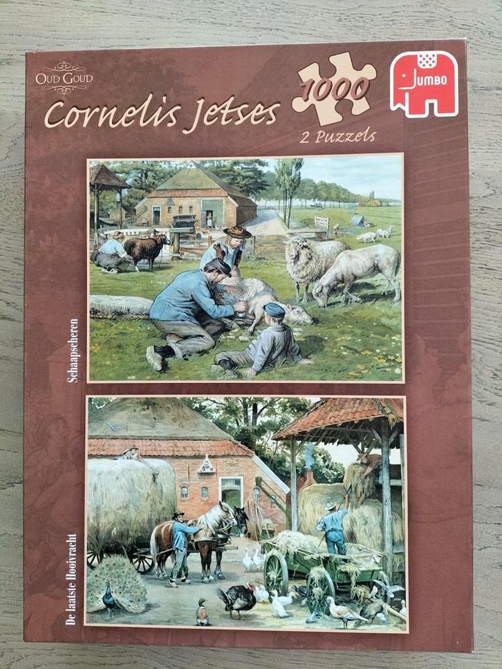 Doos met 2 puzzels van Ot en Sien 1000 stukjes compleet, Hobby en Vrije tijd, Denksport en Puzzels, Zo goed als nieuw, 500 t/m 1500 stukjes