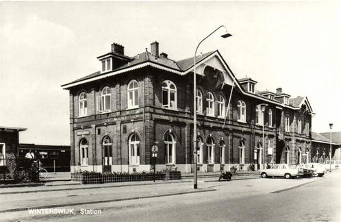 Winterswijk, Station - moter auto - ongelopen, Verzamelen, Ansichtkaarten | Nederland, Ongelopen, Gelderland, 1920 tot 1940, Ophalen of Verzenden