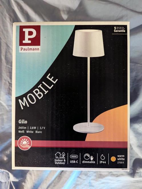 Paulmann Acculamp Gilo Mobile - Dimbaar - Wit, Huis en Inrichting, Lampen | Tafellampen, Nieuw, Minder dan 50 cm, Kunststof, Metaal