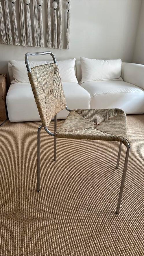 Vintage eetkamerstoelen – set van 4 – rattan & chroom, Huis en Inrichting, Stoelen, Zo goed als nieuw, Vier, Ophalen