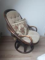 Vintage bamboe Manou rotan stoel, grote fauteuil incl kussen, Antiek en Kunst, Ophalen