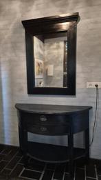 Donker Mahonie side table en spiegel voor hal, Ophalen, Gebruikt, 25 tot 50 cm, Rechthoekig