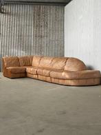 Vintage modulaire bank Laauser in bruin leer 1970, Ophalen, Gebruikt, Aalsmeer, Overige maten