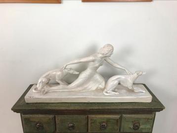 Art Deco Sculpture Salvatore Melani 1902-1934 Spelter beschikbaar voor biedingen