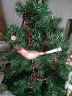 Fraaie antieke kerstbal vogel op clip in zacht roze, Gebruikt, Ophalen of Verzenden