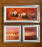 Savanne tekeningen in zilverkleurige lijsten, Antiek en Kunst, Ophalen of Verzenden