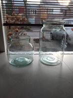 2 vazen /glazen potten, Glas, Ophalen of Verzenden