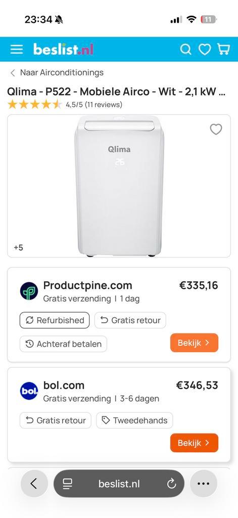 Qlima Mobiele Airco, Witgoed en Apparatuur, Airco's, Gebruikt, Mobiele airco, 60 tot 100 m³, 3 snelheden of meer, Koelen en Ontvochtigen