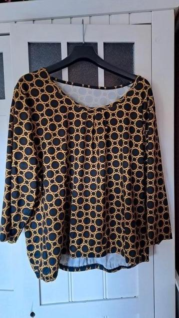 Norah supermooie top in okergeel/ zwart * mt 48 * ZGAN  beschikbaar voor biedingen