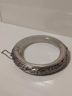Antiek Chinese Art Nouveau zilver en jadeite jade armband, Ophalen of Verzenden, Zilver, Armband