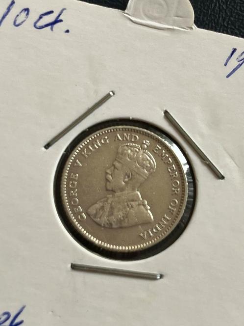 Straits Settlements tien cent 1927, Postzegels en Munten, Munten | Azië, Losse munt, Zuidoost-Azië, Zilver, Ophalen of Verzenden