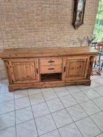 Massief houten dressoir kast met lades en deurtjes, Ophalen, Gebruikt, Grenenhout, 200 cm of meer