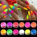 12 stks Neon Nagels Nail tyart Poeder Chrome Set, Gehele gezicht, ., Nieuw, Ophalen of Verzenden