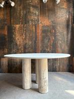Vintage design eettafel marmer, Ophalen, Vijf personen of meer, Rond, 100 tot 150 cm