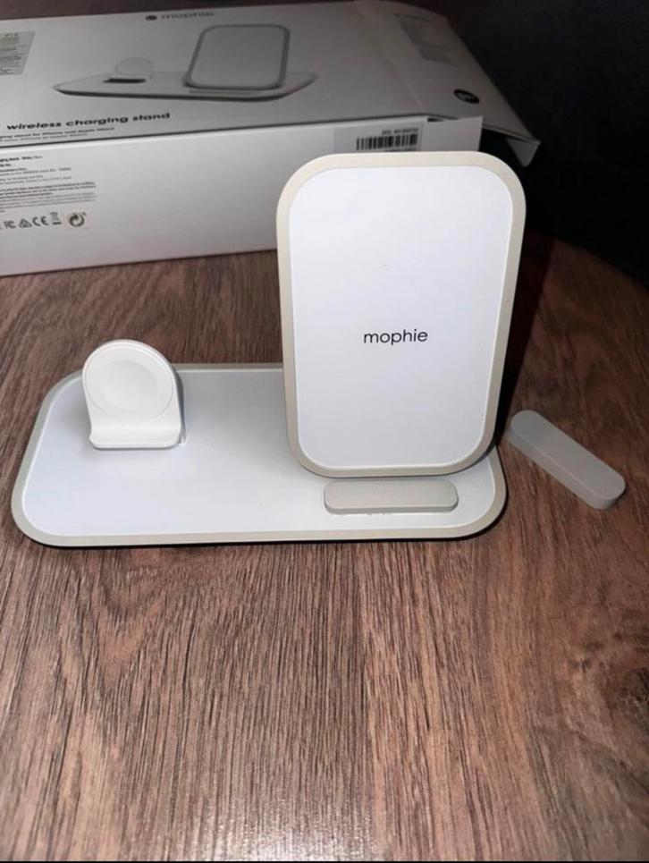Mophie 2 in 1 wireless charging stand, Telecommunicatie, Mobiele telefoons | Telefoon-opladers, Gebruikt, Apple iPhone, Verzenden