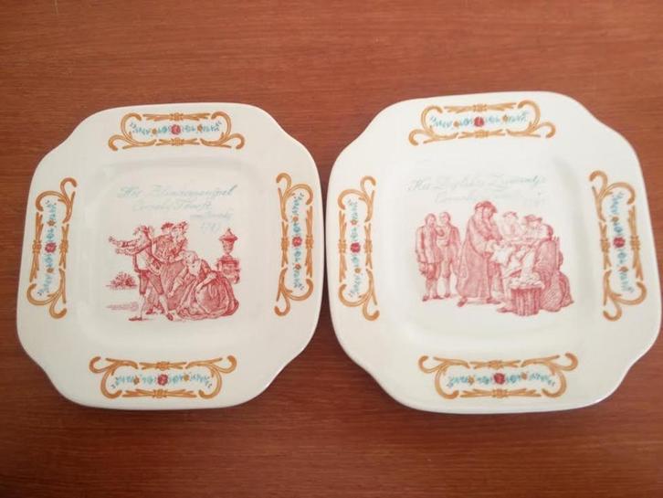 2 gebakbordjes, Boch uit La Louvière, België, Antiek en Kunst, Antiek | Servies los, Ophalen of Verzenden