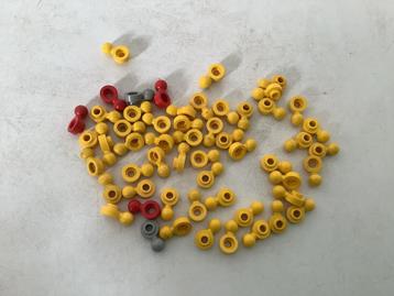Lego plaat 1x1 rond met trekhaak geel grijs en rood (2) beschikbaar voor biedingen