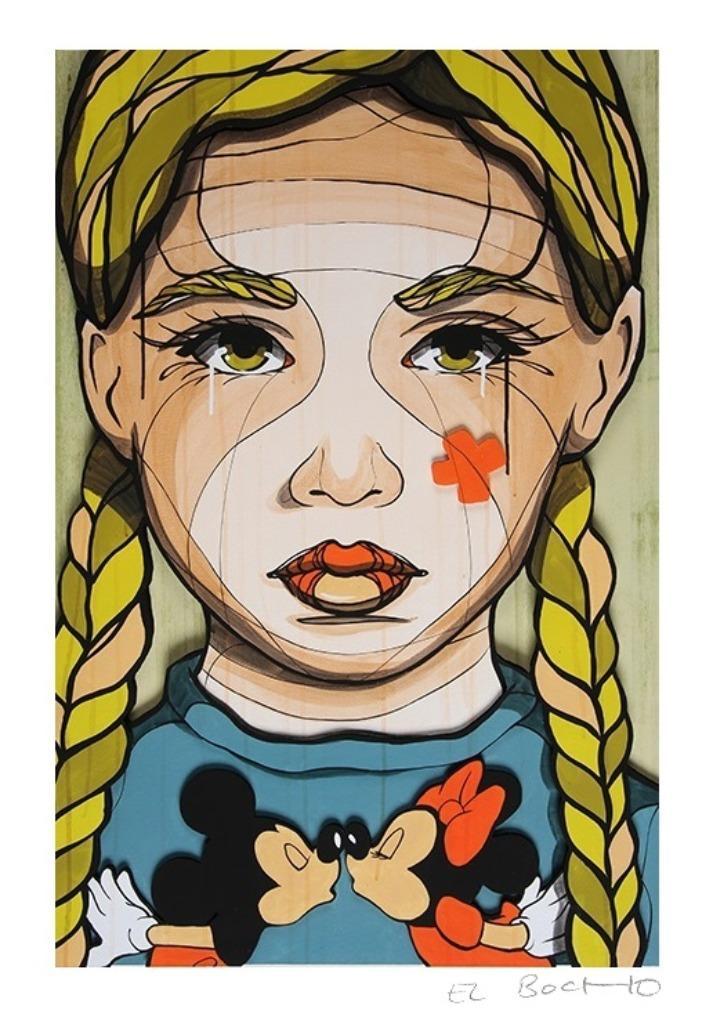 El Bocho - Girl with Mickey - Litho Handgesign., Antiek en Kunst, Kunst | Litho's en Zeefdrukken, Ophalen of Verzenden