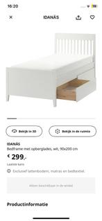 1 persoonsbed ikea wit 90x 200, Huis en Inrichting, Slaapkamer | Bedden, 90 cm, Eenpersoons, Wit, Ophalen of Verzenden