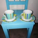 Kop en schotels met gekleurde streepjes 2 stuks, Ophalen, Gebruikt, Overige stijlen, Kop(pen) en/of Schotel(s)