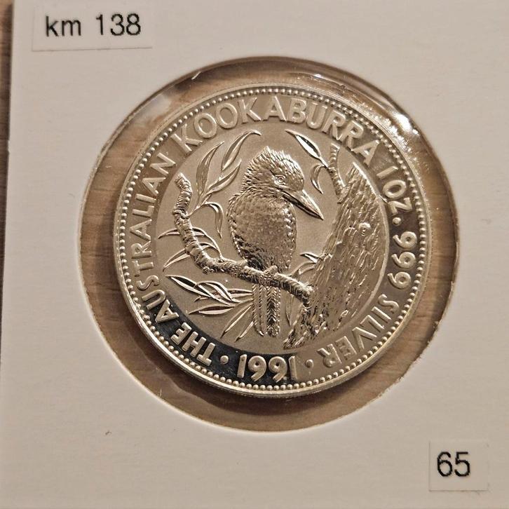 1 ounce kookaburra 1991, Postzegels en Munten, Edelmetalen en Baren, Zilver, Ophalen of Verzenden