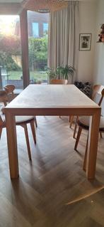 Eiken houten eettafel, Ophalen, Gebruikt, 50 tot 100 cm, Vijf personen of meer