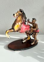 Paard en man Vintage Antiek beeld 27cm hoog Zeldzaam, Ophalen of Verzenden, Gebruikt, Dier