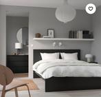 Ikea 2-persoonsbed Malm 160x200 donkerbruin, incl. matrassen, Ophalen, Gebruikt, Tweepersoons