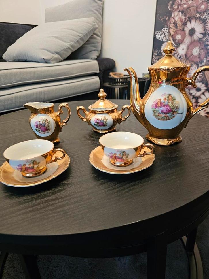 Antiek gouden theeservies, Antiek en Kunst, Antiek | Servies compleet, Ophalen