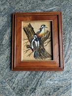 2 vintage schilderijen met vogels: specht (Lukana), Ophalen